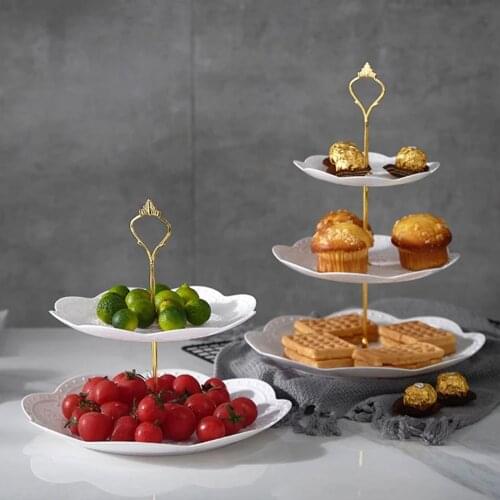 New 3 Tier Plastic Cake Stand Afternoon Tea Wedding Plates Party Tableware New Bakeware Cake Shop Three Layer Cake Rack