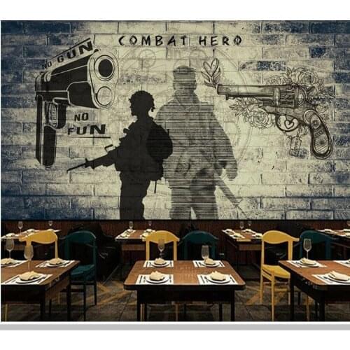 Papel de parede military decorative painting 3d wallpaper,living room tv wall bedroom beer house bar KTV mural