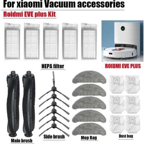 HEPA filter for xiaomi vacuum cleaner accessories main brush cleaning cloth dust bag replacement Roidmi EVE Plus Original parts