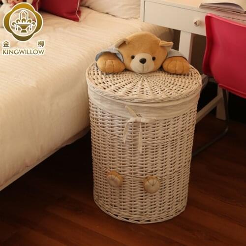Rattan Woven Laundry Basket Toy Storage Box Household Dirty Laundry Basket Clothes Storage Basket Knitted Belt Lid Large