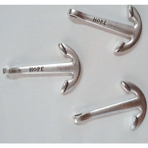 6pcs/Lot 25x39mm Anchor Alloy Charms Antique Silver Color Pendants for DIY Jewelry Making Charm