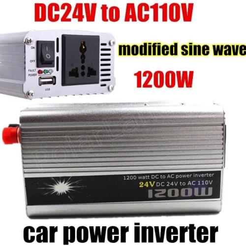 Portable Car Charger 1200W WATT DC 24V to AC 110V 50 Hz Car Bus Auto Voltage Power Inverter Converter Transformer Power Supply
