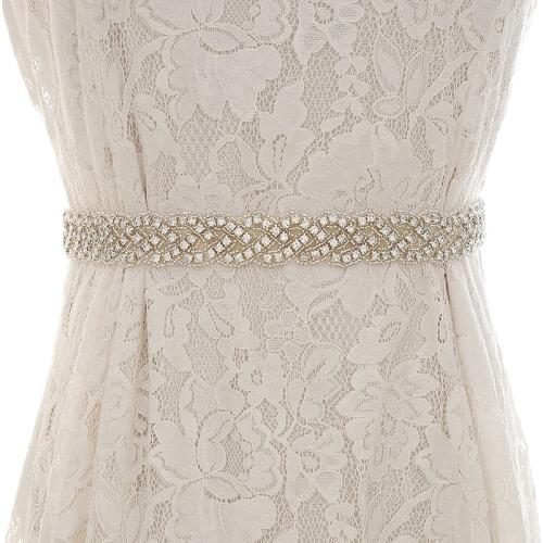 Wedding Belt Applique Rhinestones Bridal Trim Handmade Hot Fix for DIY Wedding Dresses Belts and Sashes Silver B30