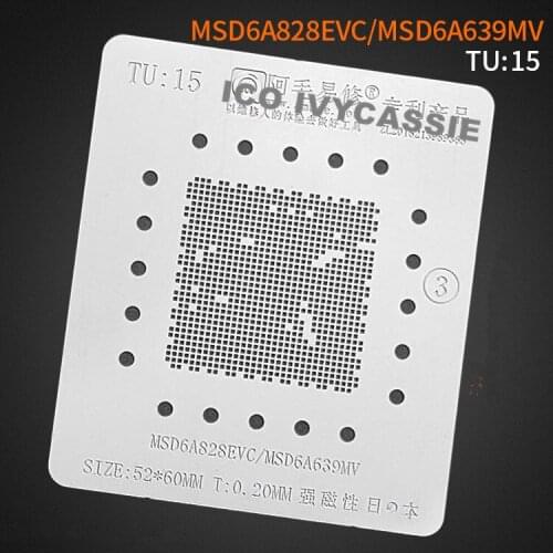 MSD6A828EVC BGA Stencil For LCD TV CPU Chipset Reballing IC Pins Amaoe Square Hole Soldering Tin Plant Net Heat Template TU15