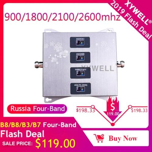 900/1800/2100/2600mhz Four-band Mobile Cellular Amplifier GSM 4G repeater 2G 3G 4G repeater LTE DCS cellular Signal Booster 2600