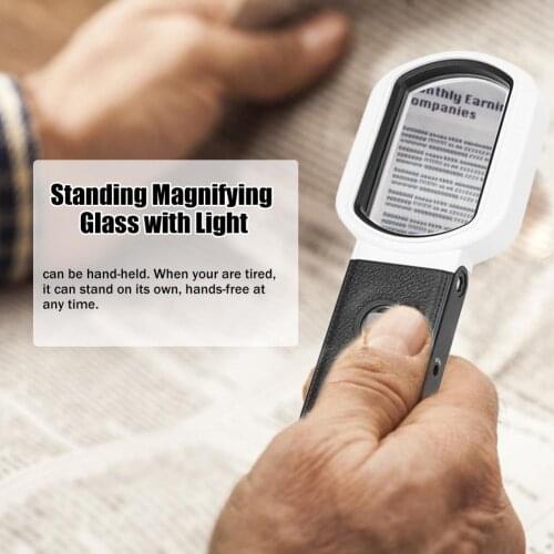 Magnifying Glass with Light Rechargeable hand-held Standing Magnifying Glass with Light for Reading Inspection Jewelry in stock