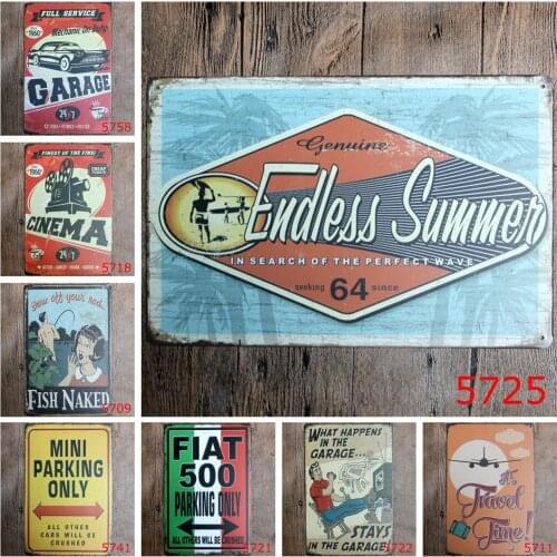 Endless Summer Seeking 64 Since Vintage Metal Plaques Full Service Garage Mini Parking Only Yard Street Signs Bar Decoration
