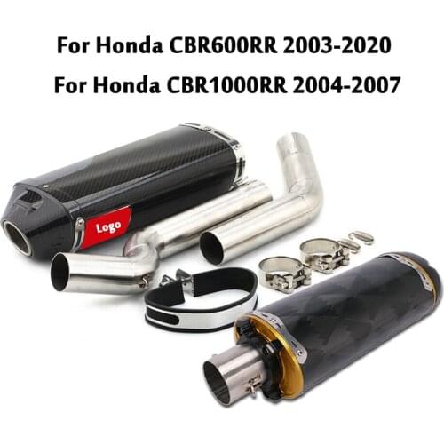 Exhaust System Mid Link Pipe Connecting Tube Slip On Carbon Fiber Muffler For Honda CBR600RR 2003-2020 / CBR1000RR 2004-2007