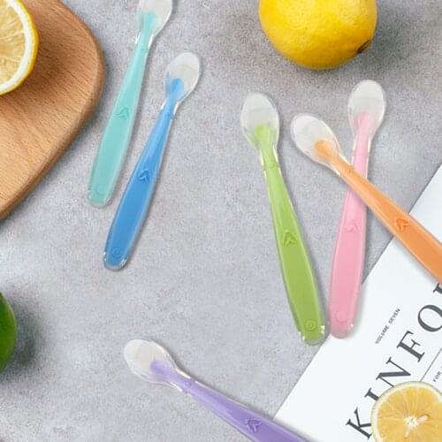 High Quality Baby Soft Silicone Spoon Temperature Sensing Spoon Children Food Baby Feeding Tools