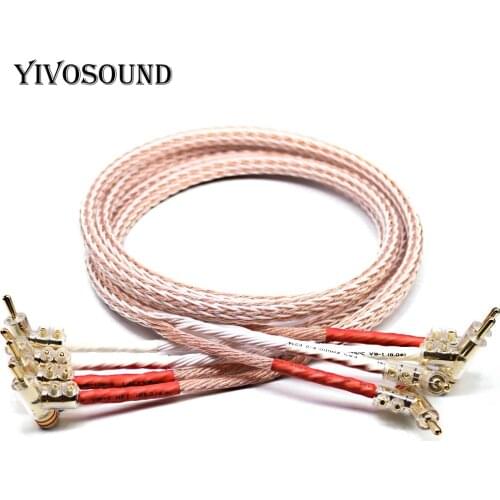 XSSH audio Hi-end DIY HIFI Silver Plated Y shape spade to banana plugs 12TC 24 core speaker cable Cord Wire