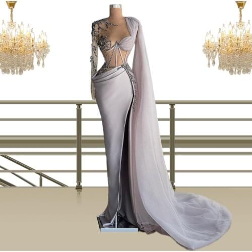 Corset Women Evening Party Gowns Gray Celebrity Dresses Runway Gala Prom Outfit Clothing African Dubai Vestidos De Fiesta CXF286