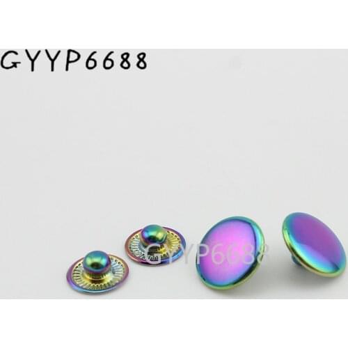 10-30-100 sets 12mm Rainbow DIY Coat fastened button metal snap buttons Press Studs rivet for handbag crafts