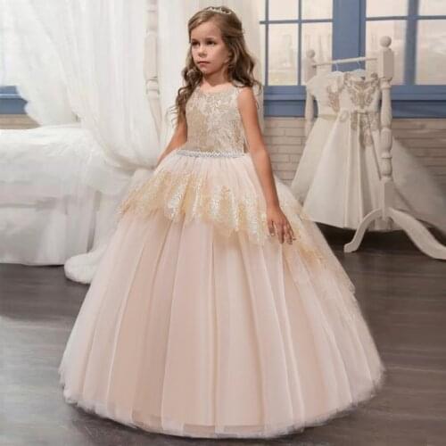 2021 Long Party Dresses Bridesmaid Dress Kids Dresses For Girls Vestidos Mesh Princess Dress Girl Wedding Dress 9 10 12 14 Years