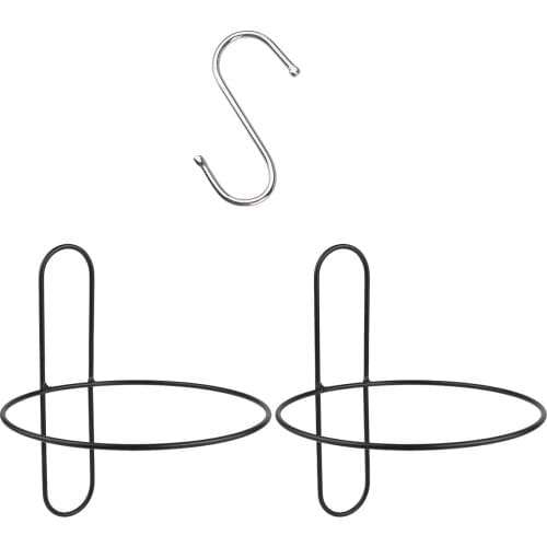 3Pcs 19x16cm Hanging Railing Flowerpot Rack Iron Art Potted Plants Round Rack Wall-Mounted Planter Support Holder Stand