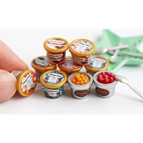 4PCS Multi Flavors 1/12 Scale Miniature Dollhouse Ice Cream Cup Mini Doll Food Play Kitchen Accessories Toy