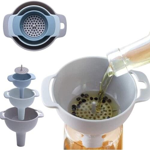 4-in-1 Funnels Set Oil Funnel Strainer Kitchen Tools Oil Water Spices Wine Flask Filter Funnel Plastic Kitchen Accessories