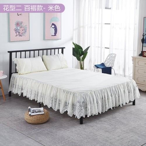 New Arrival Popular Pleated Base Platform Valance Sheets, 15 Inch Height Lace Bedspread, Bed SKirt With Bed Surface