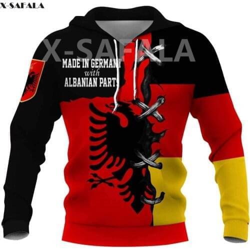 Albania USA Skull Eagle Country Map Flag Name 3D All Printed Hoodie Man Women 2 Harajuku Zipper Pullover Sweatshirt Jacket