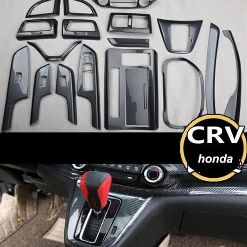 Lsrtw2017 Carbon Fiber Car Center Control Accessories Gear Panel Vent Trim Steering Wheel Trim for Honda Crv Cr-v 2012 2013 2014