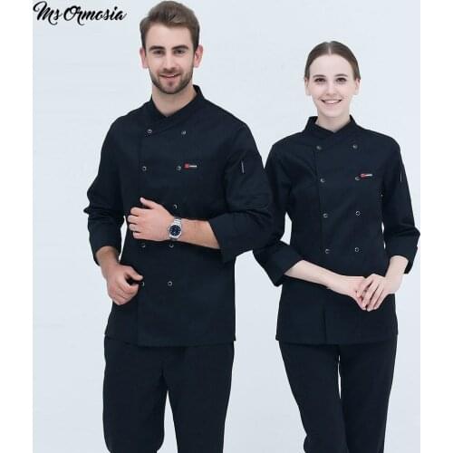 Black Long Sleeve Master Cook Work Uniforms Restaurant Hotel BBQ Kitchen High Quality Workwear Clothing Food Service Chef Tops