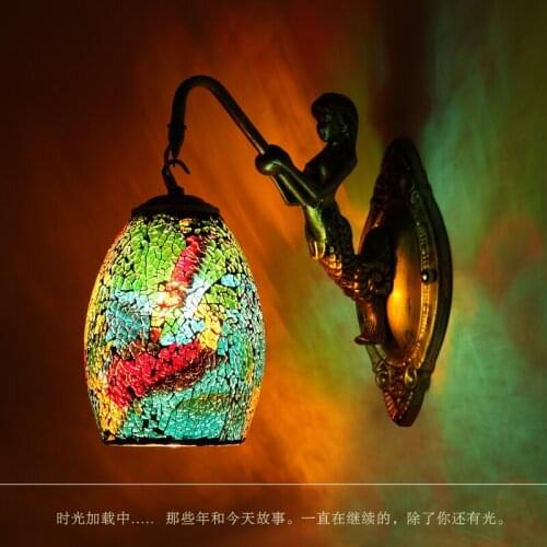 Tiffany Colorful Nordic Vintage Iron Crystal Led Wall Lamp Bohemian Bedroom Wall Lamp Tiffany Wall Lamp