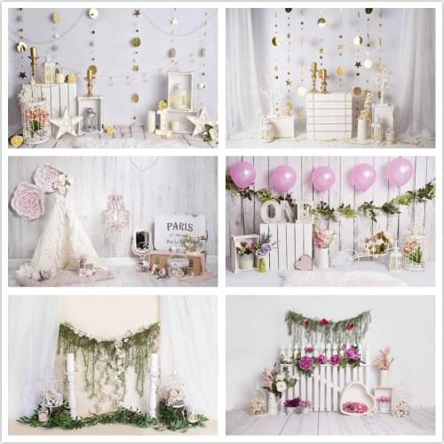 Birthday Photography Backdrops 1st Baby Shower Decor Banner Cake Smash Photo Background Children Newborns Studio Photocalls Prop