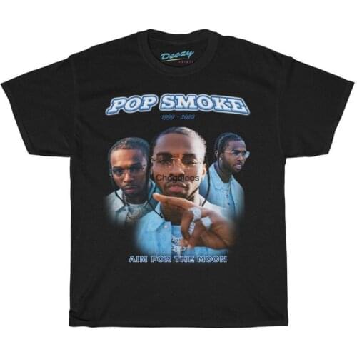 Pop Smoke T Shirt Bootleg Rap Tee Short Sleeve Unisex Black Vintage Style Graphic T Shirt