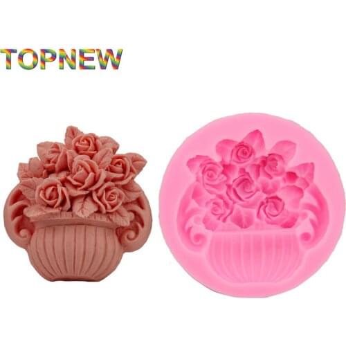 Hot DIY Big Rose Pot Plant Chocolate Silicone Moulds Fondant Jelly Jello Ice Sugar Soap Molds Sugarcraft Cake Tools C1711