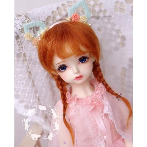 Bybrana BJD Doll With Wig 1/3 1/4 1/6 1/8 1/12 Mohair Radish Red Braid Hair