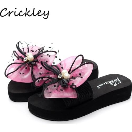 Summer Lace Bow Flower Decorate Slippers for Kids Toddler Girl EVA Soft Outsole Non Slip Outdoor Fashion Children Girls Slippers