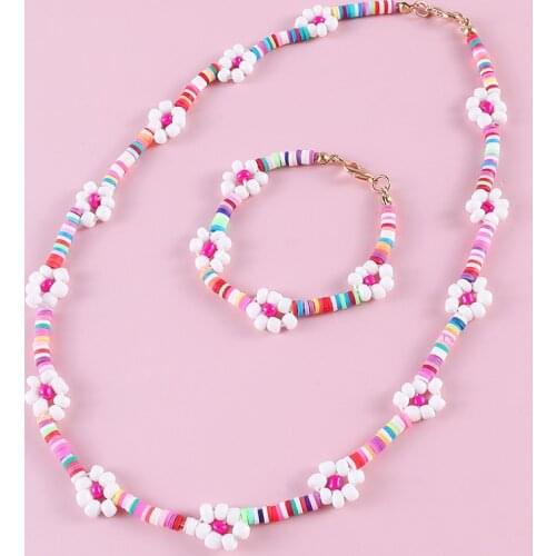 Makersland Lovely Flower Necklace For Children Cute Accessories Jewelry Adjustalbe Rope Beads Necklace For Girls 2021 New