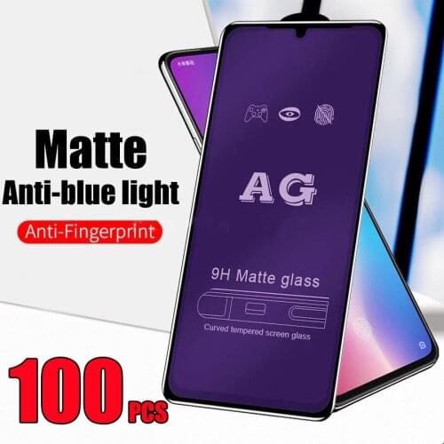 100pcs AG Matte Tempered Glass Guard Flim Anti-blue Light Screen Protector For iPhone 12 Mini 11 Pro Max XS XR X 8 7 6 Plus SE