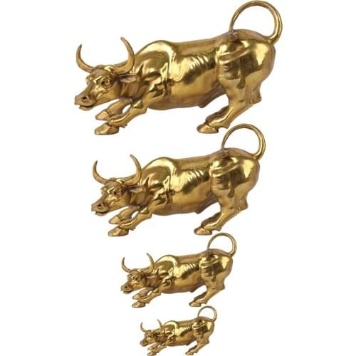 Copper Bull Sculpture Ox Ornament Cow Feng Shui Figurine Statue Furnishing