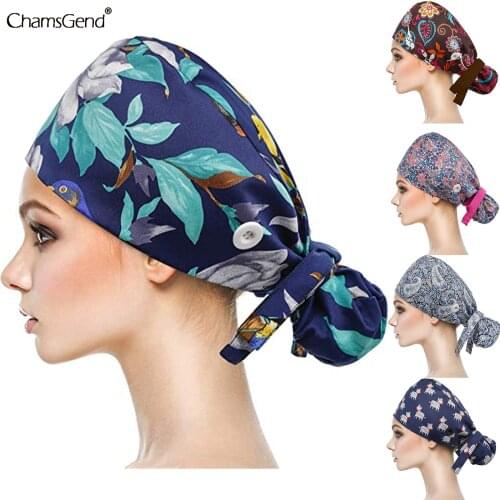 Fashion Breathable Scrub Cap Printed Button Work Hat Casual Unisex Outdoors Nurse Work Hat Pet Shop Chef Lab Work Surgicals Hat