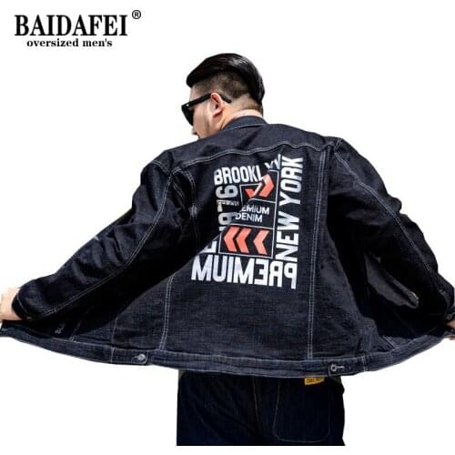 Plus Size 6XL 7XL 8XL Mens Denim Trucker Jacket 2021 New Mens Fashion Trend Hot Silver Printing Jean Jacket Casual fat Coats