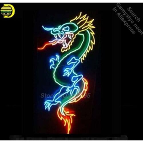 Neon Sign DRAGON Open Neon Light Sign Glass Tube Neon Bulbs Beer Bar Pub Recreation Room Wall Signs Store Display 30x18 Dropship