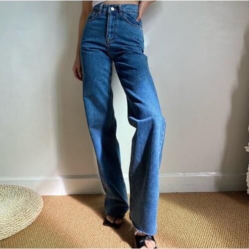 2021 New Jeans Woman High Waist Streetwear Vintage Denim Trousers mom jeans Plus Overlength