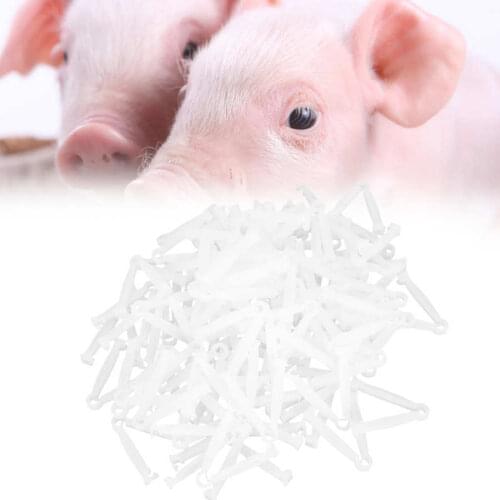 100Pcs Poultry Bird Chicken Drinking Cup Pig Umbilical Cord Clip Clamp Disposable Obstetrical Kit for Pig Lamb Cattle Farm