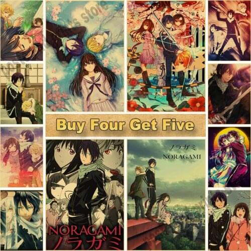 Hot Anime Noragami Posters Retro Kraft Paper Prints High Quality Art Painting for Home Decor Study Bar Cafe Wall Stickers