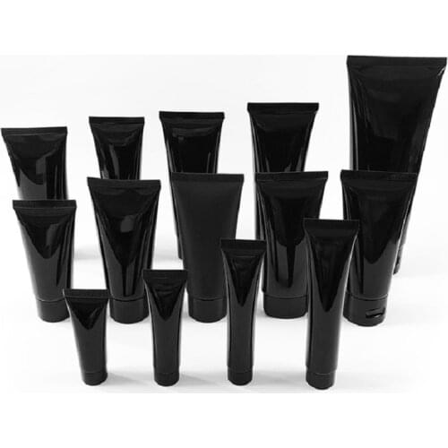 Empty 10/15/20/30/40/50/60/80/100ML Bright Black PE Plastic Soft Squeeze Tube Refillable Cosmetics Cream Lotion Squeeze Bottle