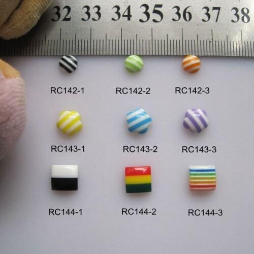 RC142/144 30pcs/bag Candy Round Flower Square Shape Resin Cartoon Deco Nail Art Decoration Nail DIY Deco