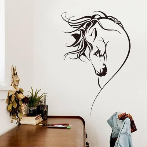 Cartoon Horse Head Wall Sticker Living Room Bedroom Beauty Wild Animal Horse Zoo Wall Decal Kids Room Vinyl Home Decor