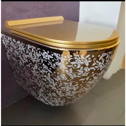 Silver toilet with floral design