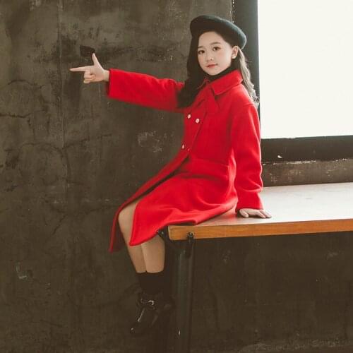 Woolen Girls Babys Kids Coat Jacket 2021 Luxury Warm Thicken Winter Autumn Cotton Pocket Buttons Outerwear Childrens Cloth