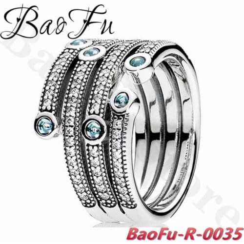 BaoFu Genuine 925 Sterling Silver Ring Blue Charm Embellished With Implied Romance, Suitable For Original Female Jewelry