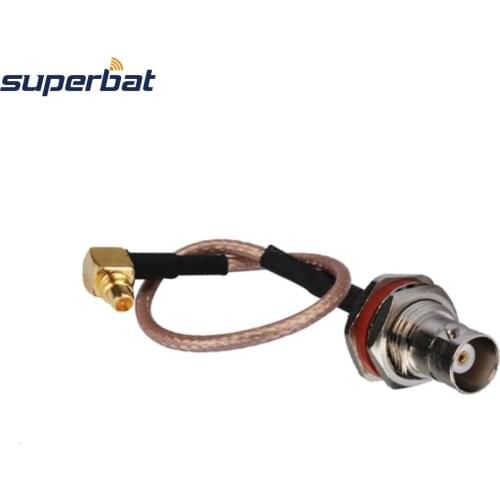 Superbat BNC Female BulkHead Jack with O-ring to MMCX Male Right Angle Plug Connector Antenna Feeder RG316 10cm Cable Assembly