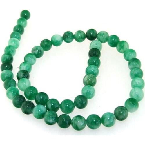 Unique Pearls jewellery Store 8mm Green Jade Round Gemstone Loose Beads One Full Strand 15 inches LC3-0260