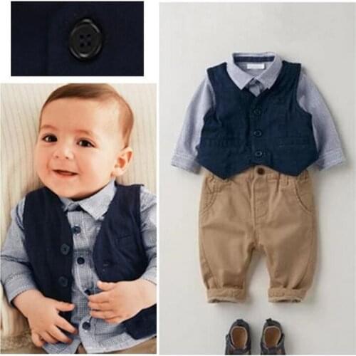 2017 Spring Kids Boys Clothes Cotton Top Quality Boys Gentleman Costume Vest+Shirt+Pant Baby Boys Outfits Children Clothing A102