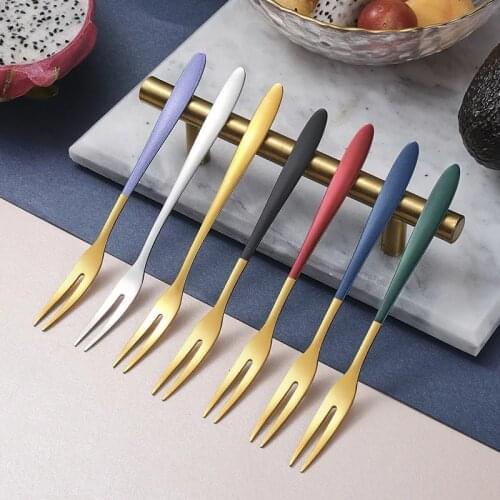 Fruit Forks Appetizer Dessert Salad Forks Colorful Stainless-steel Forks Cake Party Fork Kitchen Utensils
