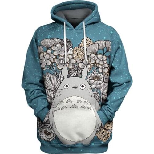 XS-7XL Fashion Men Women 3d Hoodie My Neighbor Totoro Flower Anime Printed hoodies/Sweatshirt/jacket Unisex Casual streetwear